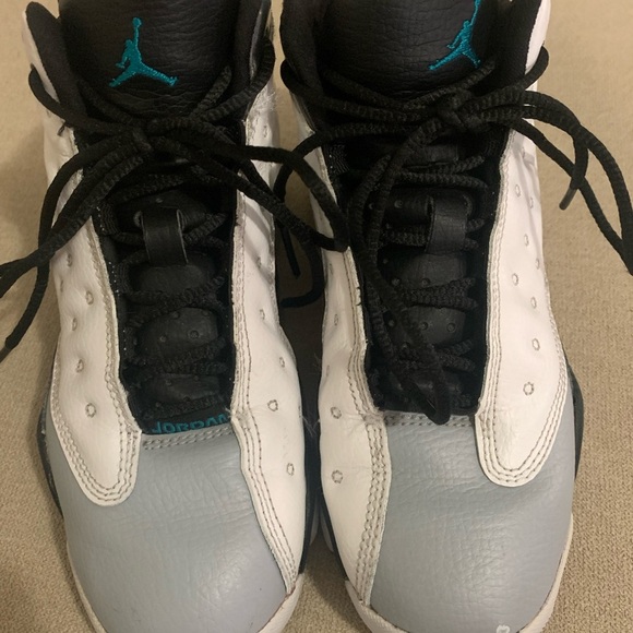 Jordan 13 wolf grey kids white / tropical teal. Full lace front. - Picture 5 of 9